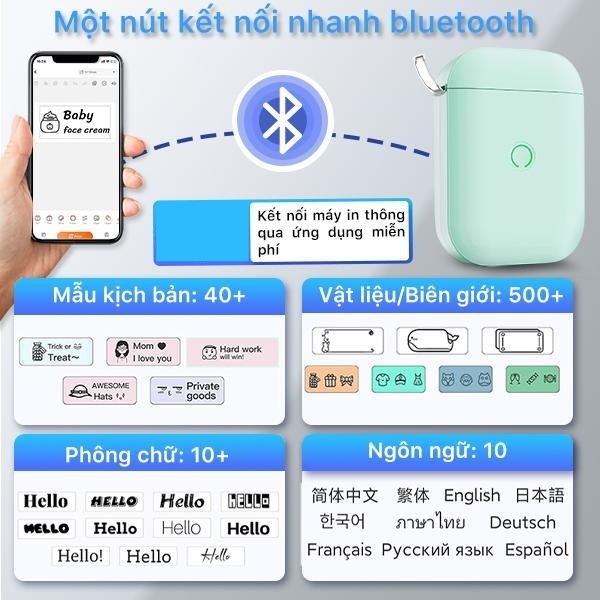 Beeprt Máy in nhiệt mini cầm tay bluetooth D11s in tem - Thiết kế