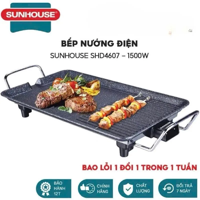 Bếp nướng điện không khói Cao cấp SHD4607 BẢO HÀNH 12 THÁNG, Bếp nướng điện 1500w.bảo hành lỗi 1 đổi 1.