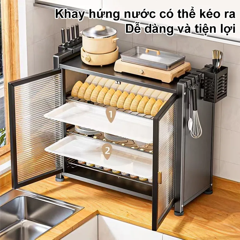 BMZAR Kệ đựng bát đĩa vật liệu thép chống bụi Tủ đựng ché... - Sử dụng