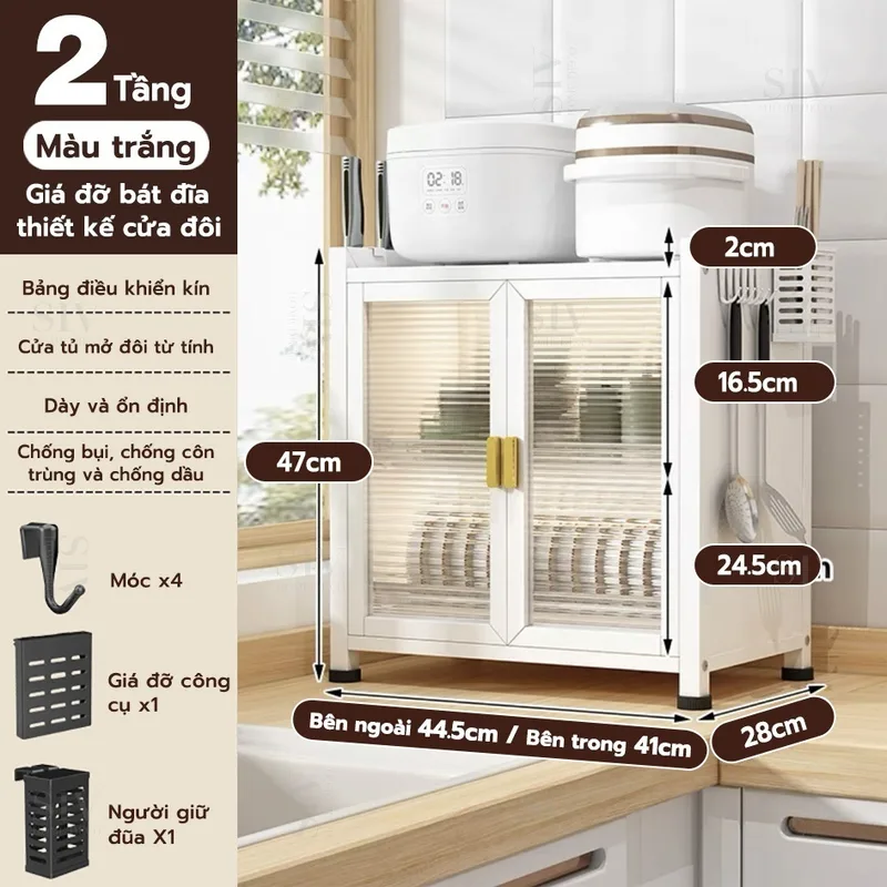 BMZAR Kệ đựng bát đĩa vật liệu thép chống bụi Tủ đựng ché... - Góc nhìn khác