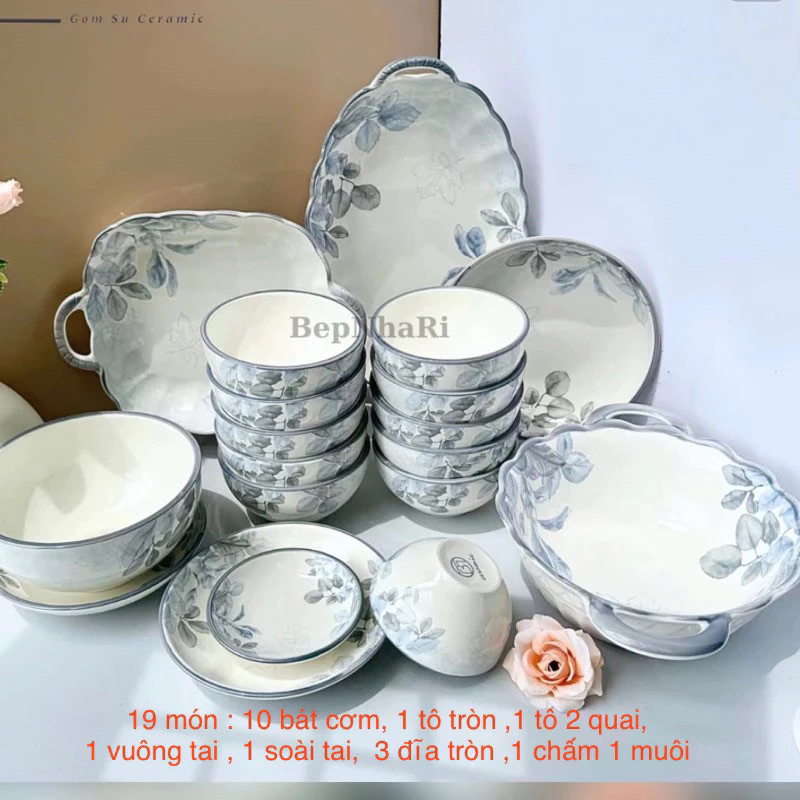 Bộ bát đĩa diệp Hồng  gốm sứ cao cấp có nhiều phân loại - Chi tiết