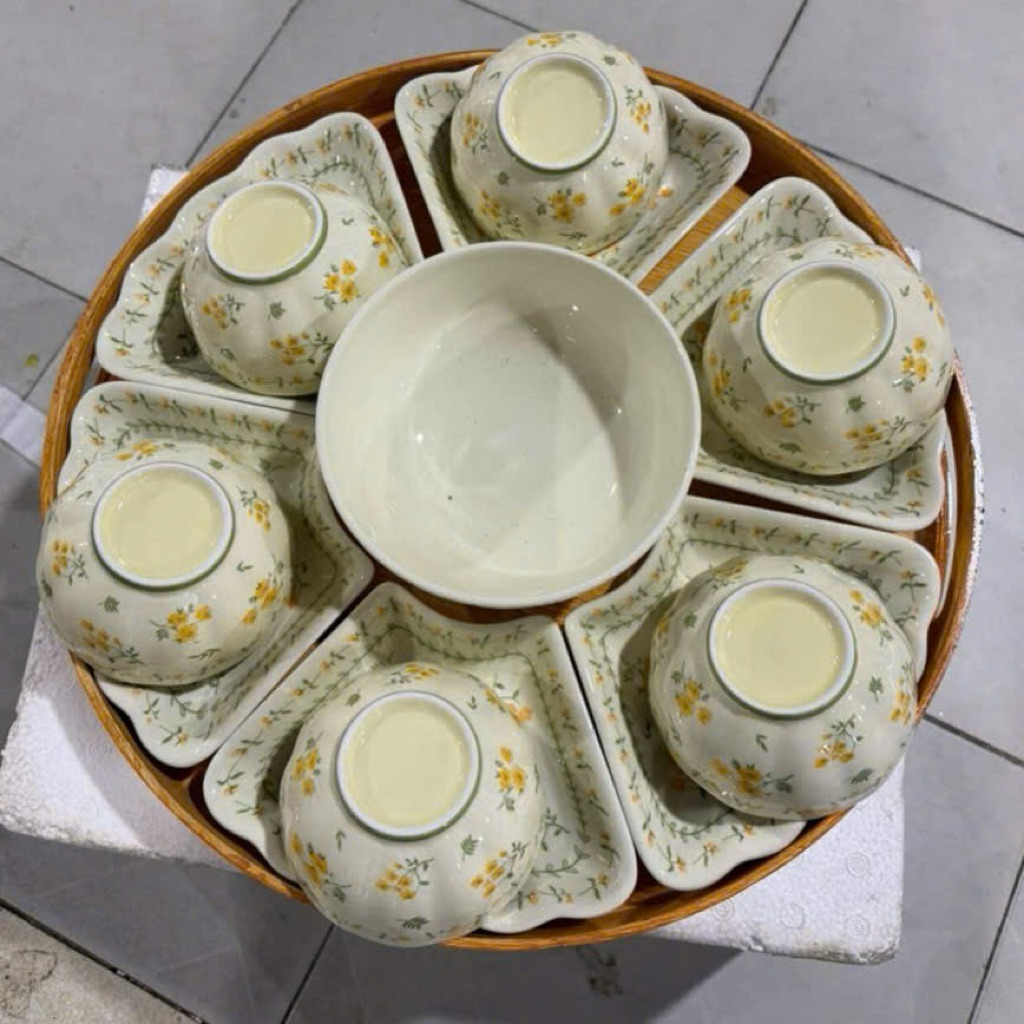 Bộ bát đĩa hoa mai vàng sứ cao cấp Set đĩa hoa mặt trời 4... - Góc nhìn khác