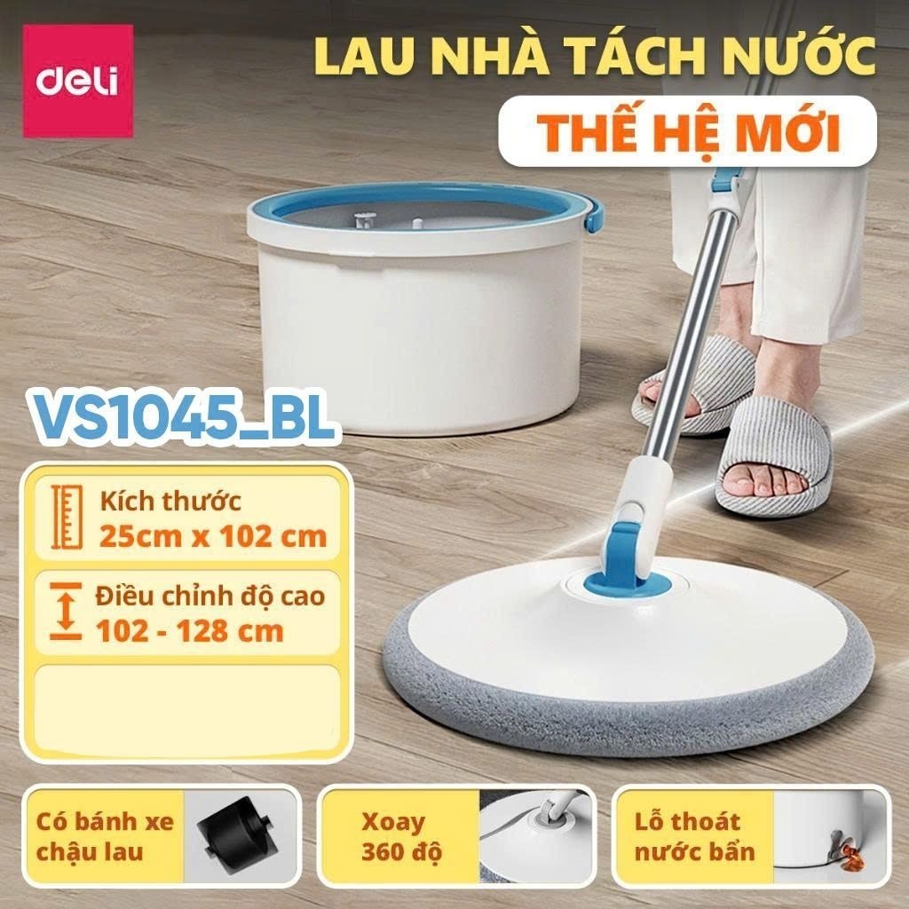 Bộ Cây Lau Nhà Tách Nước Bẩn Thông Minh Deli - Thiết kế