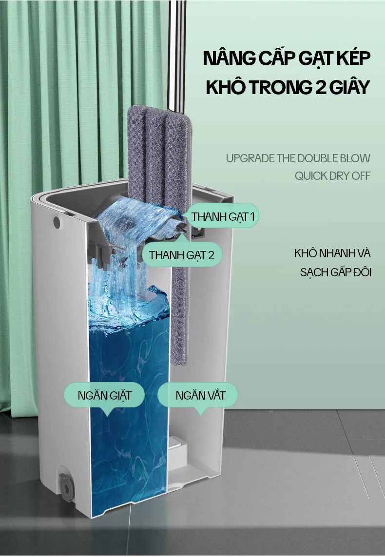 Bộ Cây Lau Nhà Tự Vắt KITIMOP C6 PLUS - Chi tiết