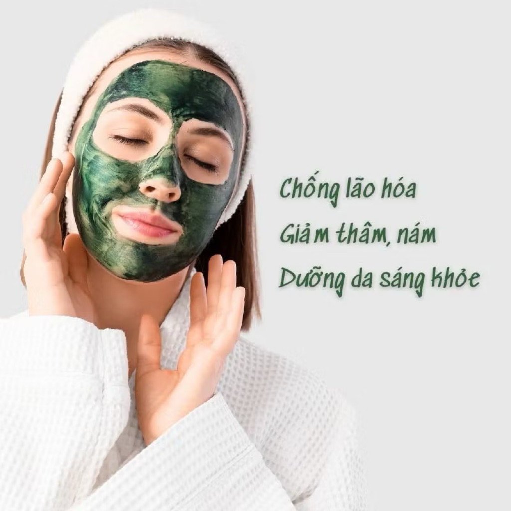 Bột tảo xoắn spirulina nguyên chất 100% dùng làm mặt nạ cho mặt và body - Sử dụng