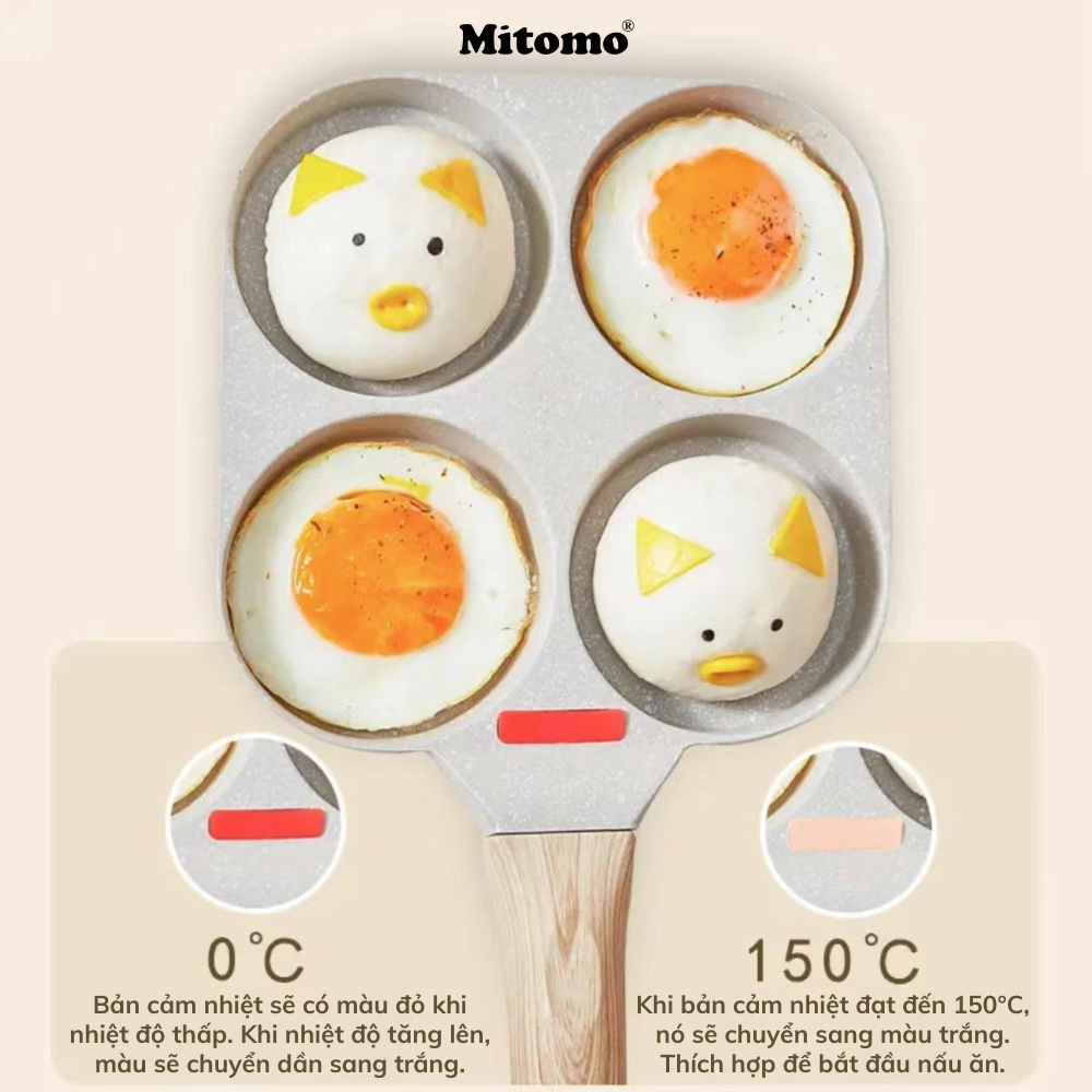 Chảo chiên rán chống dính Mitomo 4 ngăn làm bánh, chiên t... - Chi tiết