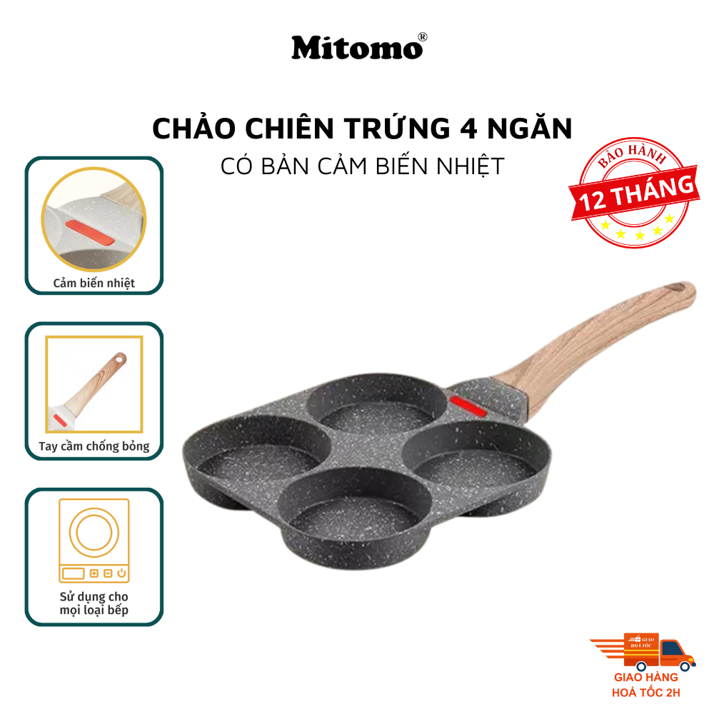 Chảo chiên rán chống dính Mitomo 4 ngăn làm bánh, chiên t... - Thiết kế