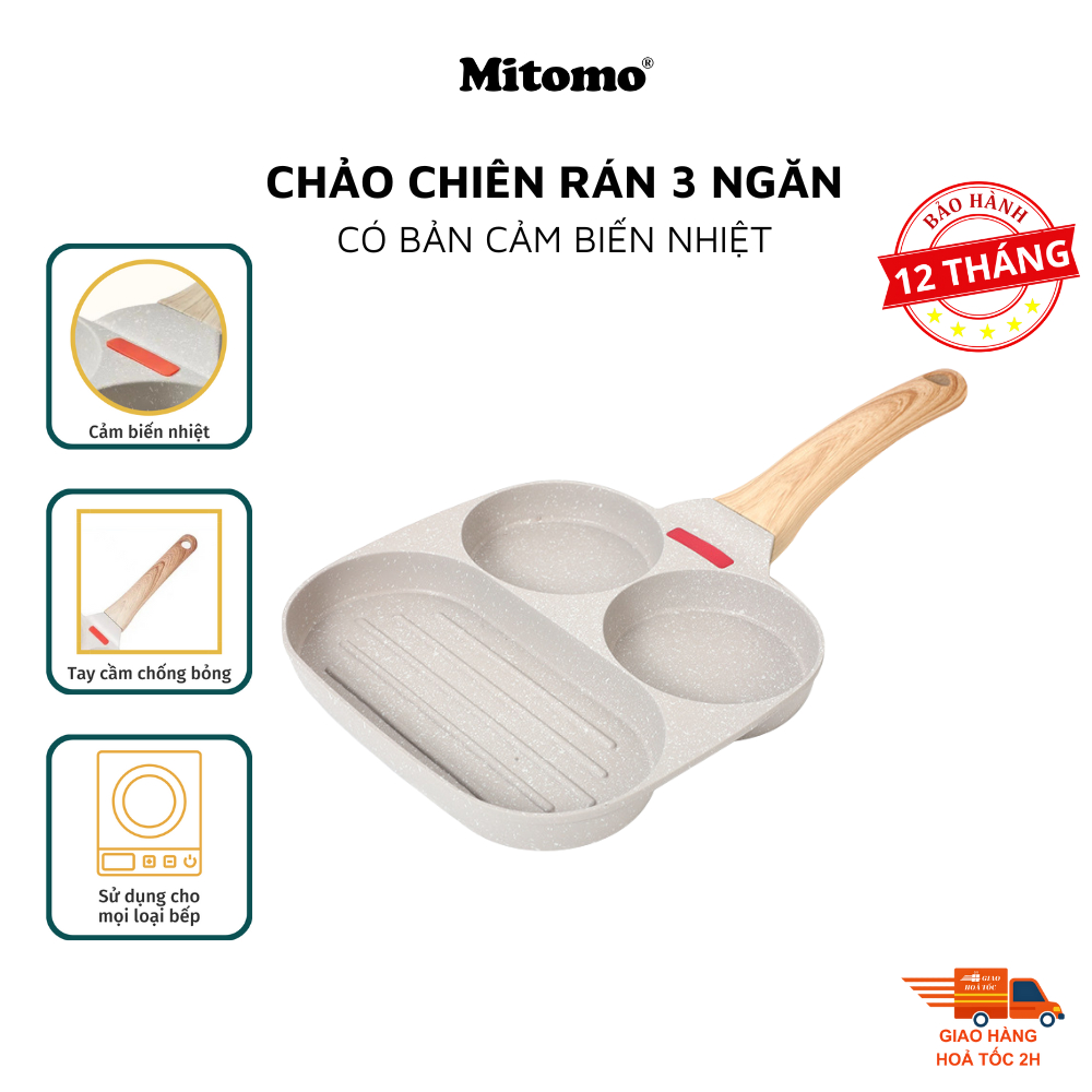 Chảo chiên rán chống dính Mitomo 4 ngăn làm bánh, chiên t... - Sử dụng
