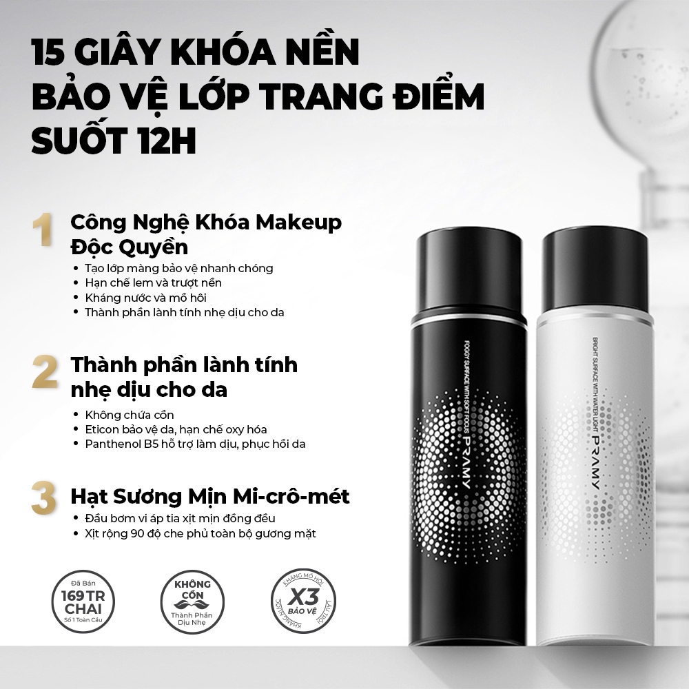 CHÍNH HÃNG PRAMY Xịt Khóa Nền Makeup Tia Sương Mềm Mại Gi... - Chi tiết