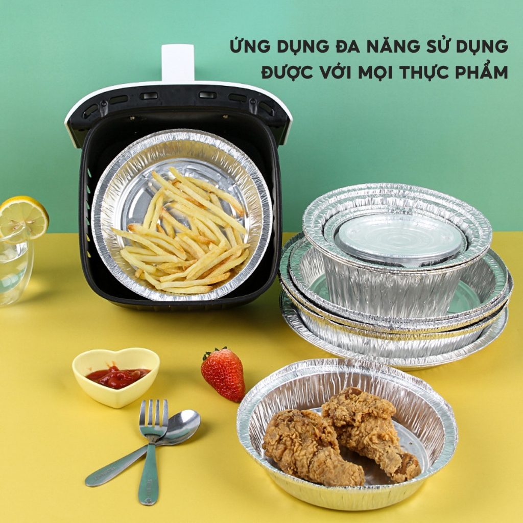 COMBO 100 Khay Giấy Bạc Lót Nồi Chiên Không Dầu - Thiết kế