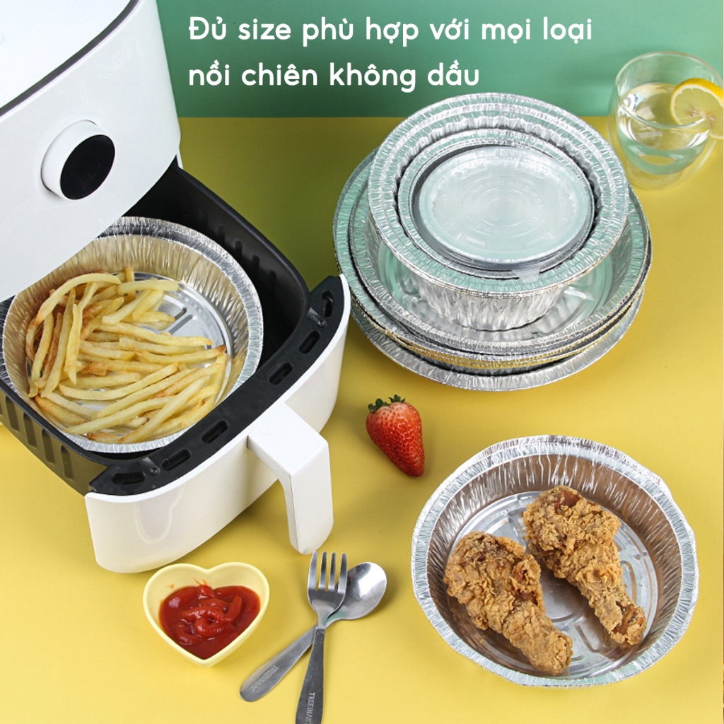 COMBO 100 Khay Giấy Bạc Lót Nồi Chiên Không Dầu - Sử dụng