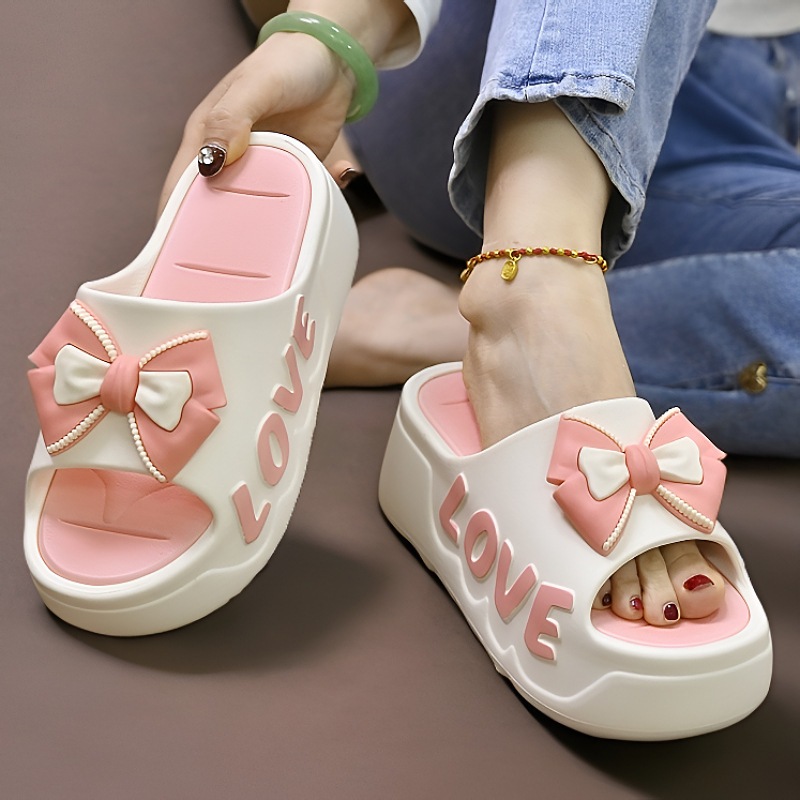 Dép bánh mì nữ hình nơ cute đế độn 4cm chống trơn chất li... - Thiết kế