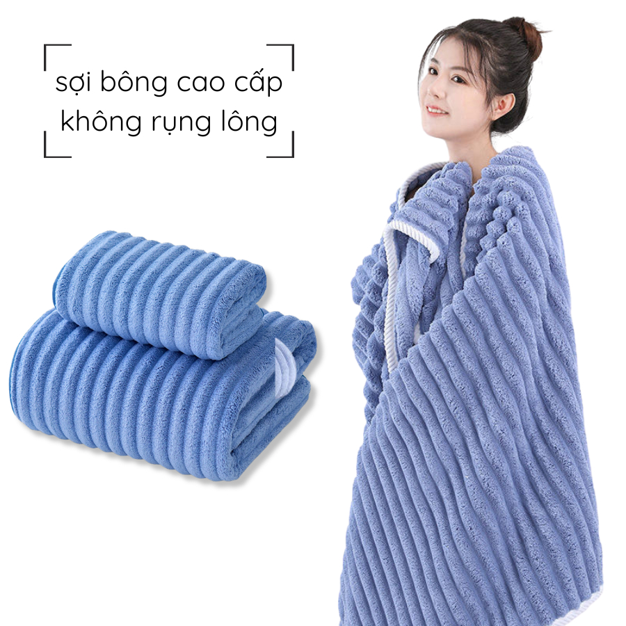 HÀNG LOẠI 1 Khăn Tắm Siêu Thấm Hút Dài 1M4 Sợi Bông Cao Cấp - Sử dụng