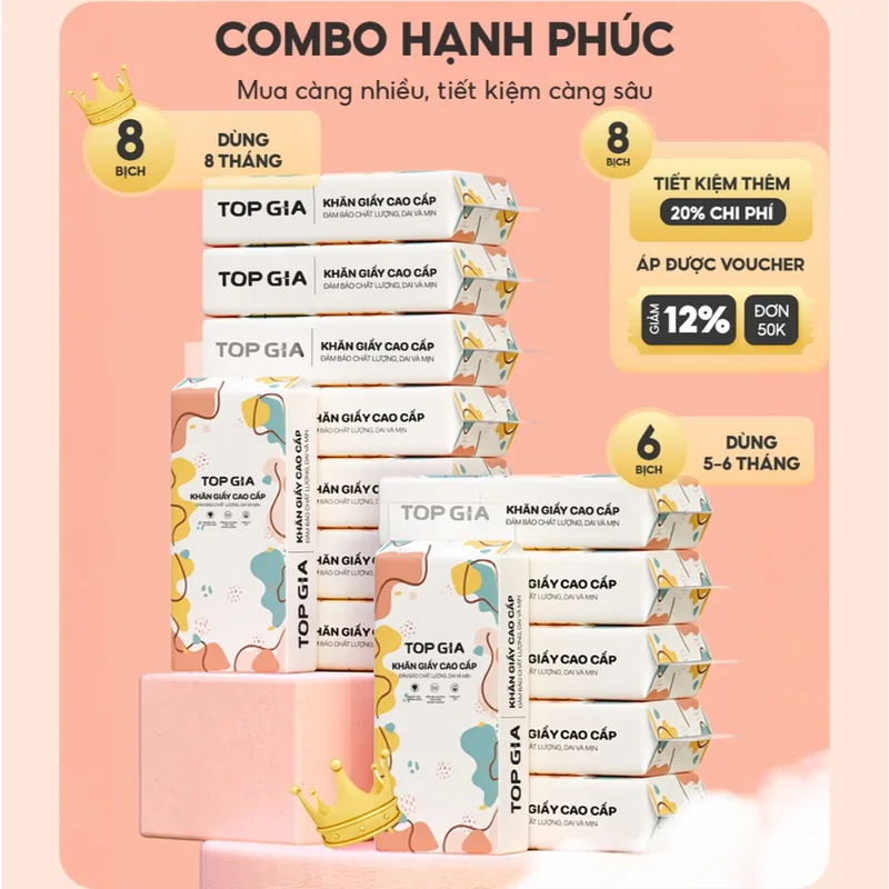 LOẠI TO ĐẶC BIỆT Thùng 8 bịch khăn giấy rút Top Gia treo ... - Sử dụng