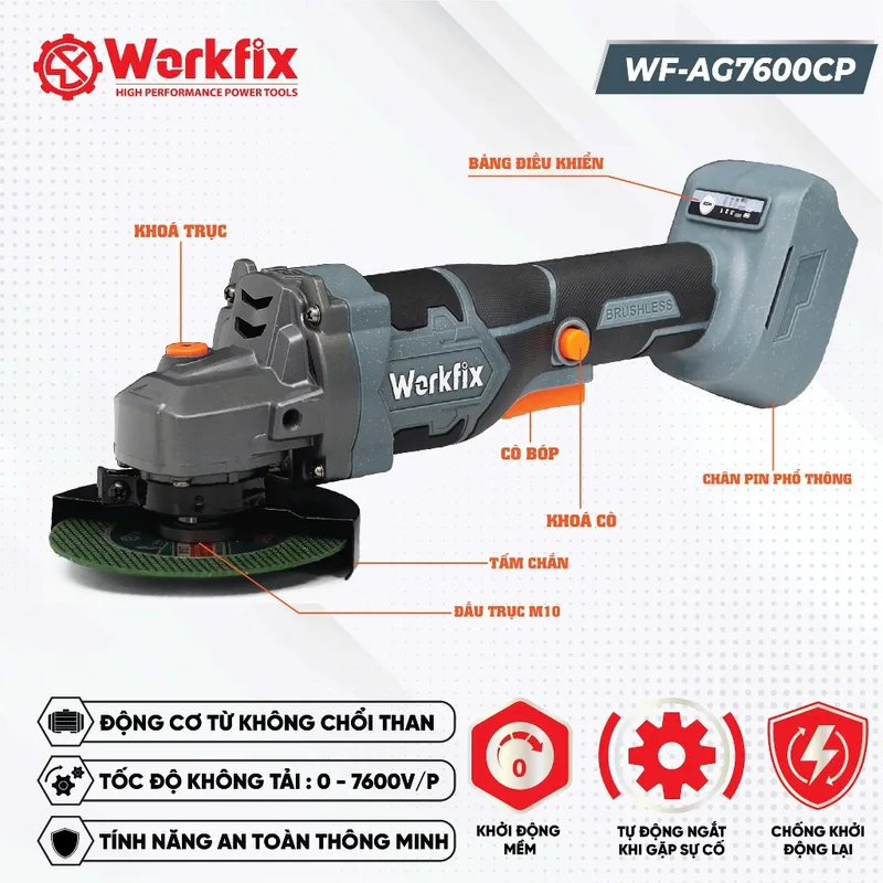Máy cắt mài góc dùng pin WORKFIX WF - Sử dụng