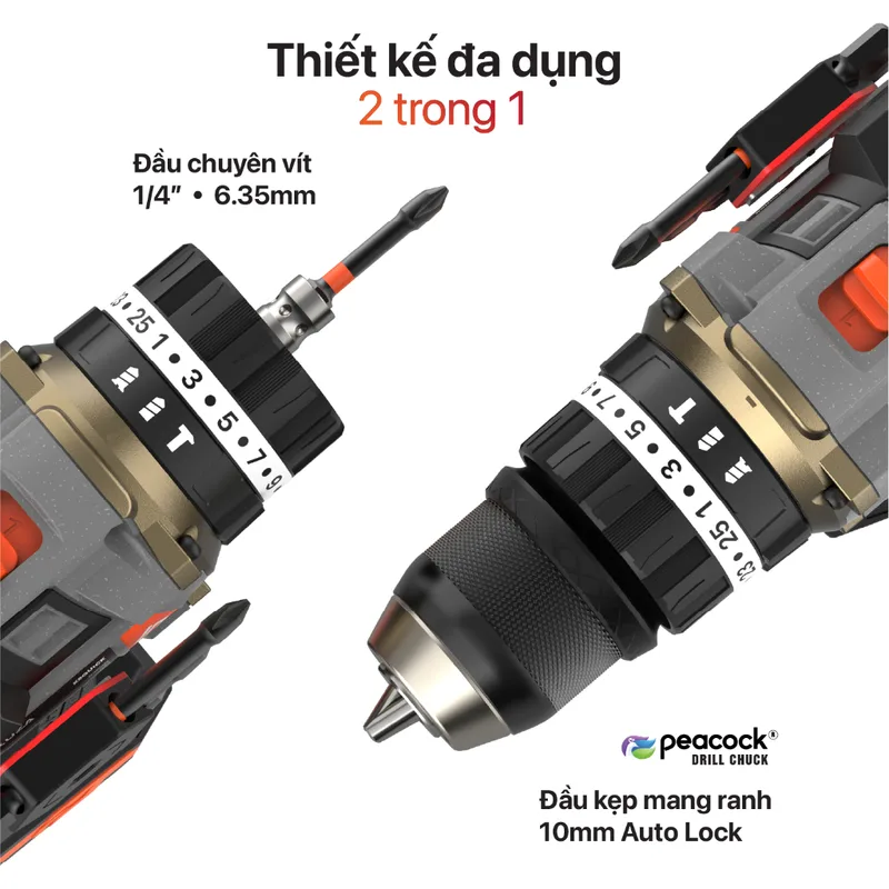 Máy Khoan AKUZA K8 QUICK PRO Có Búa - Góc nhìn khác