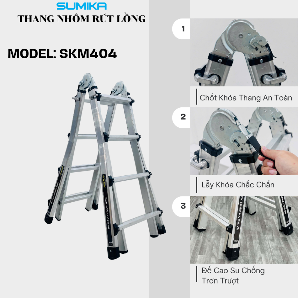 Thang nhôm rút lồng SUMIKA SKM404 - Chi tiết