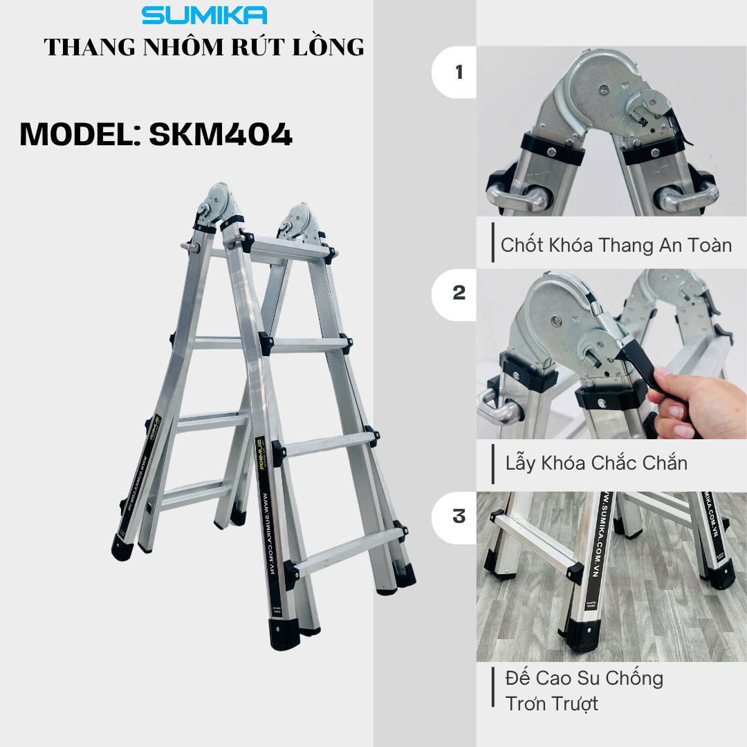 Thang nhôm rút lồng SUMIKA SKM404 - Sử dụng