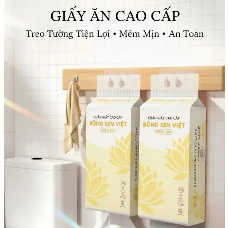 Thùng 10 bịch Khăn Giấy Rút Treo Tường Bông Sen Việt 1200Tờ - Chi tiết