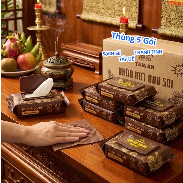 Thùng 10 Gói Khăn Ướt Lau Ban Thờ 80 Tờ 1 Gói - Thiết kế