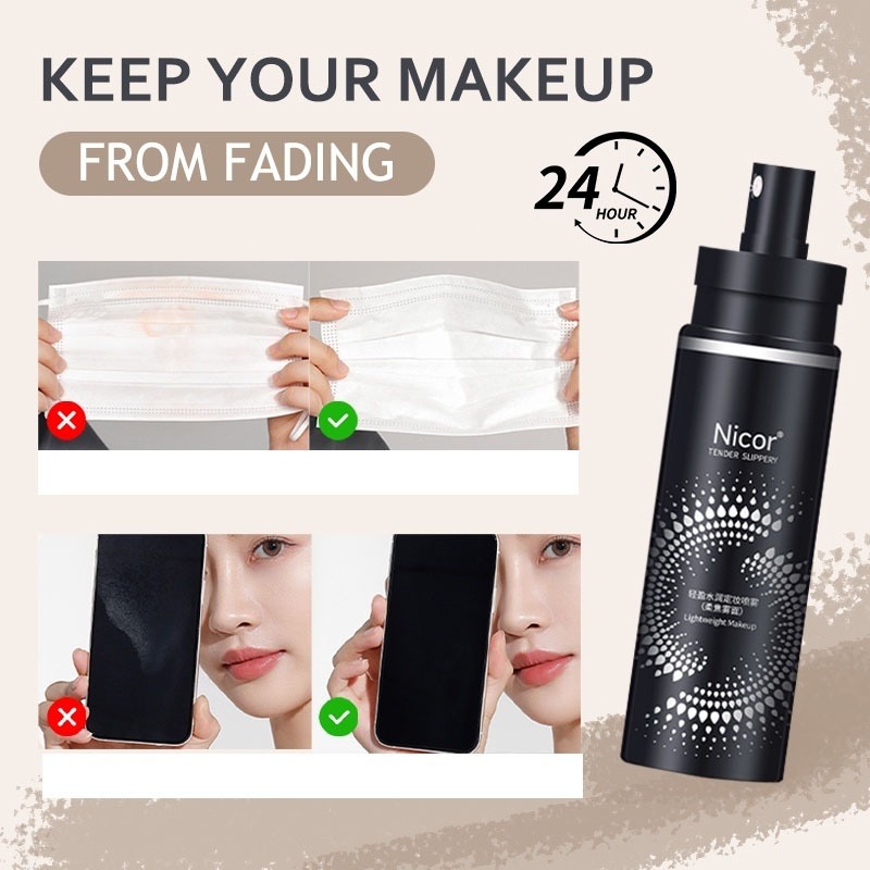 Xịt cố định lớp trang điểm Nicor ​​100ml–Dưỡng ẩm - Chi tiết