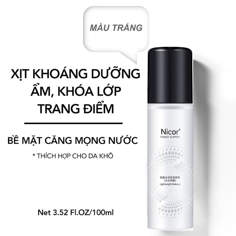 Xịt cố định lớp trang điểm Nicor ​​100ml–Dưỡng ẩm - Thiết kế