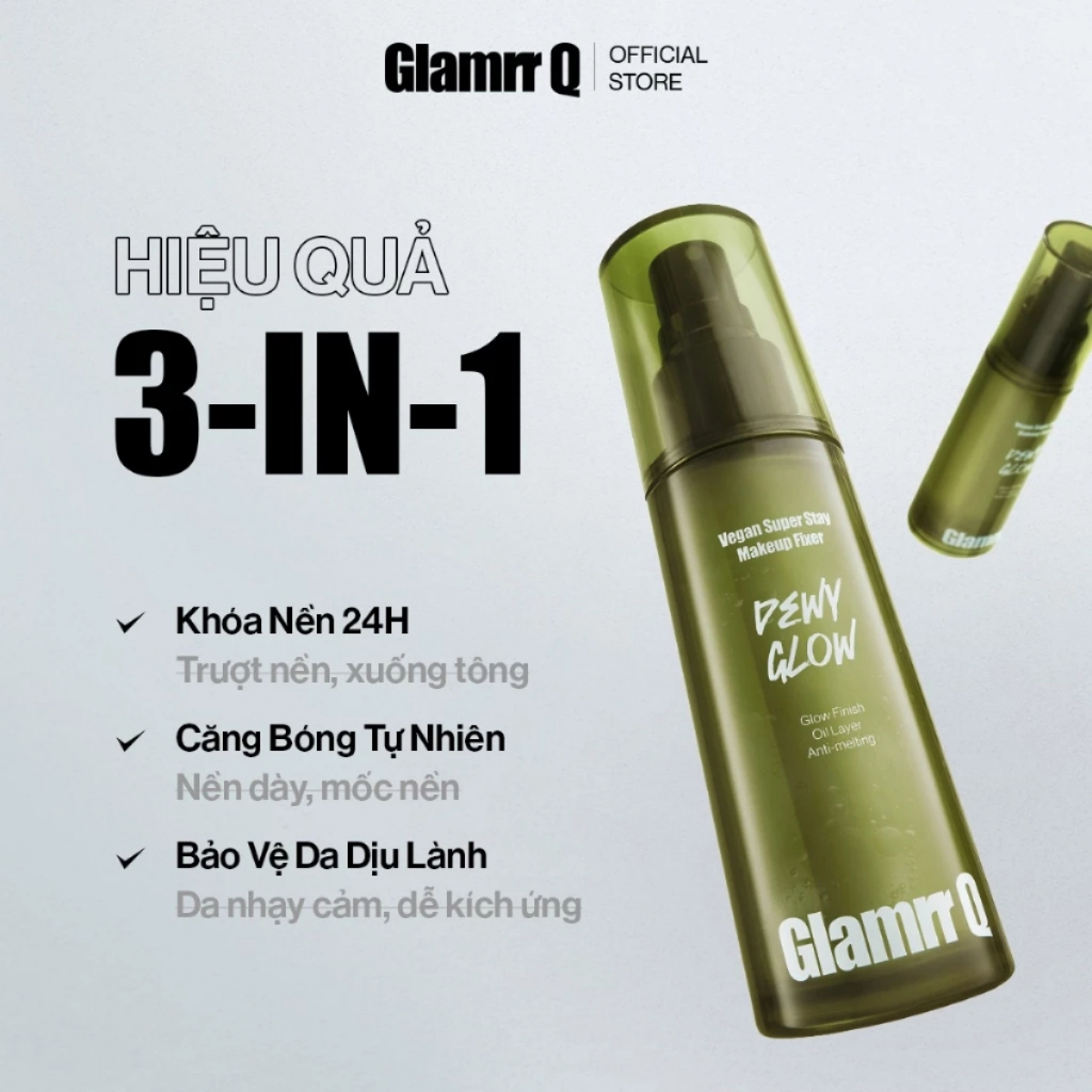 Xịt Khoá Nền Glamrr Q, Glamrr Q Xịt Cố Định Lớp Makeup Suốt 24h hàng c.ty có VAT, Sheeva Beauty